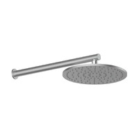 Greens Textura 250mm Single Function Overhead Wall Shower Brushed Stainless