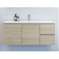 Timberline Nevada 1200mm Wall Vanity Silk Surface Top With White Gloss Ceramic Above Counter Basin