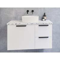 Timberline Nevada 600mm Wall Vanity Silk Surface Top With White Gloss Ceramic Above Counter Basin