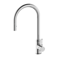 Nero York Pull Out Sink Mixer With Vegie Spray With White Porcelain Lever Chrome NR69210801CH