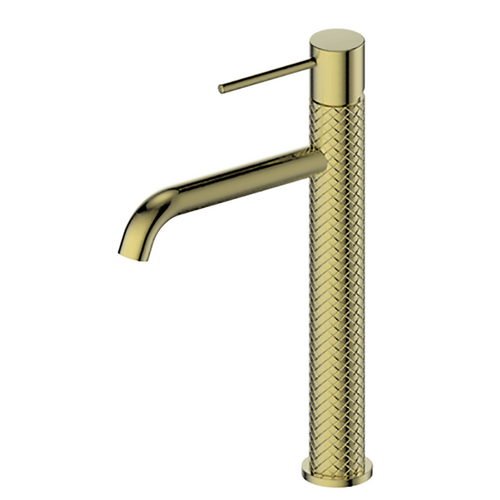 Greens Textura Tower Fixed Spout Basin Mixer Brushed Brass