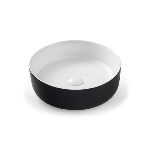 Seima Sonas Ceramic 355mm Round Basin Above Counter Black and White Silk Matte