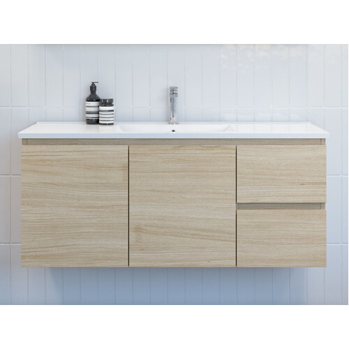 Timberline Nevada 1200mm Wall Vanity Silk Surface Top With White Gloss Ceramic Above Counter Basin