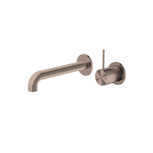 Mecca Wall Basin Mixer Up & Spout with separate back plate 185mm Brushed Bronze