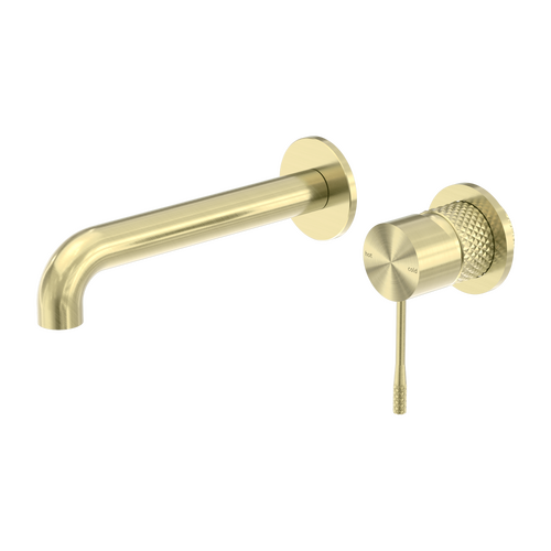 Nero Opal 120mm Wall Basin/Bath Mixer Separate Back Plate Brushed Gold
