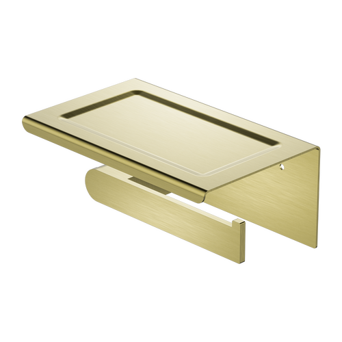 Nero Bianca Toilet Roll Holder With Phone Holder Brushed Gold NR9086aBG